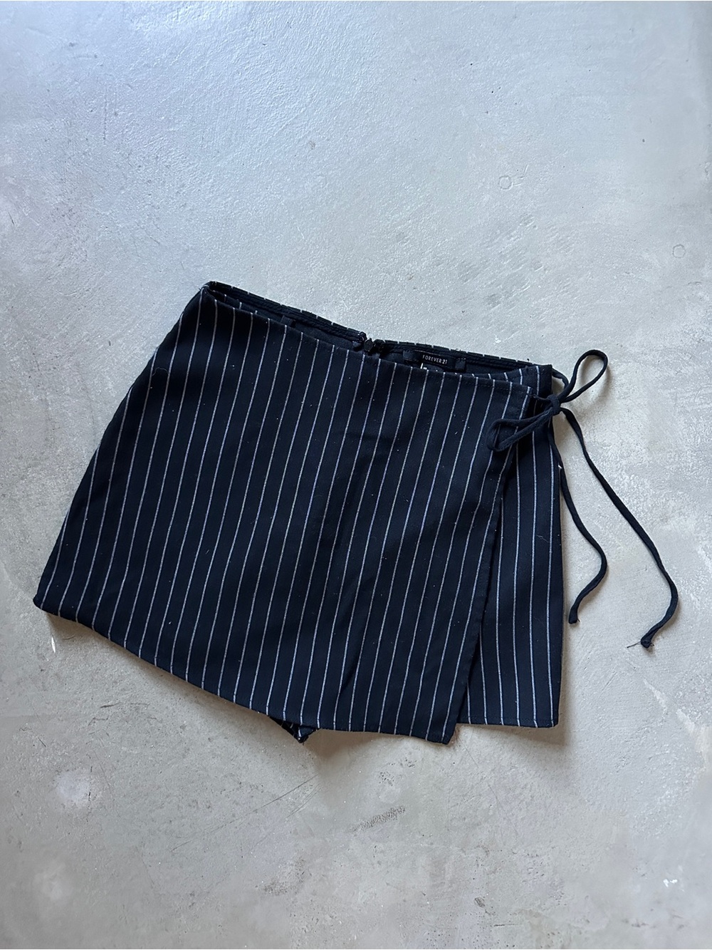 Forever 21 Black Pinstripe Wrap Skort with Side Tie